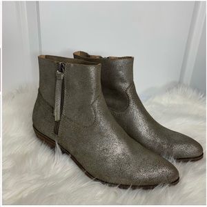 FRYE & Co Metallic Glitter Zip Booties Ankle Boots Size 8 EUC